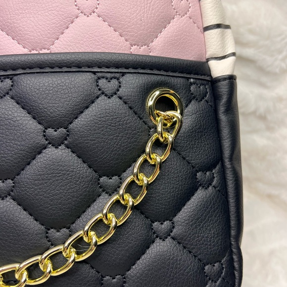 Betsey Johnson Pink and Black Quilted Backpack with Gold Chain main image 5